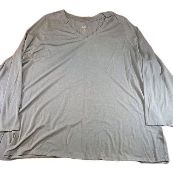 Belle by Kim Gravel Top Womens 3X Olive Green Pima Cotton Modal Knit V-Neck - Picture 1 of 4